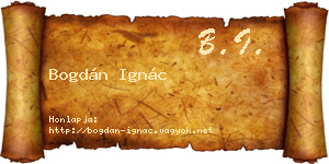 Bogdán Ignác névjegykártya