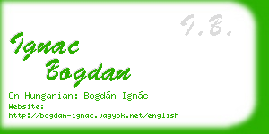 ignac bogdan business card